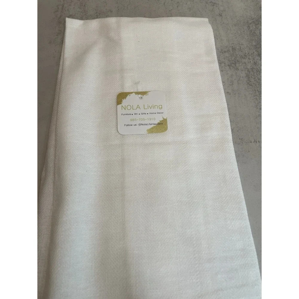 NOLA Living Wine Hand Dish Towel, White NWT